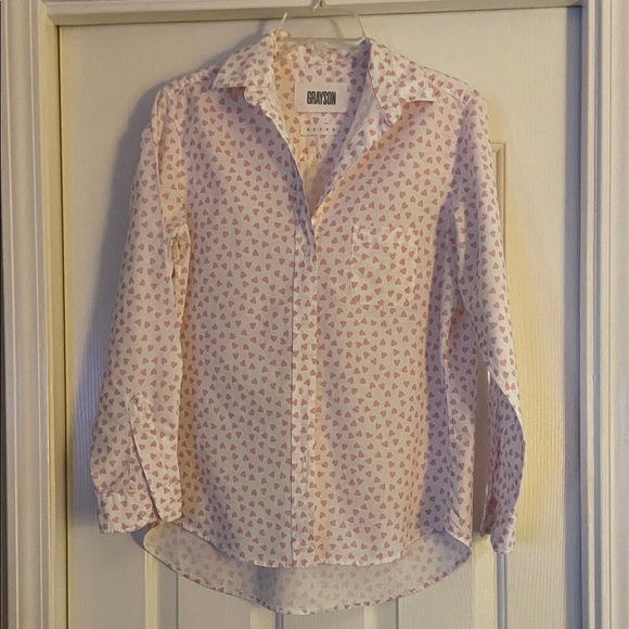 Grayson Pink Heart cute valentine Button-Up Shirt size L like new - Picture 3 of 4